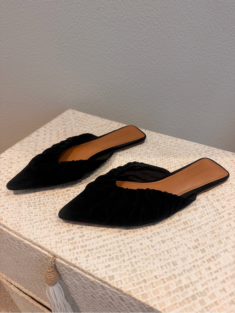 Black Pointed Slip-On Mules - Women